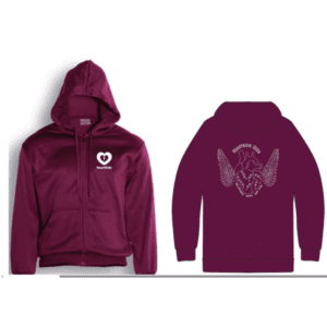 Hoodies zip-up maroon with artwork design - 2024